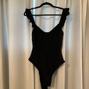 Black Ruffle Sleeve Bodysuit